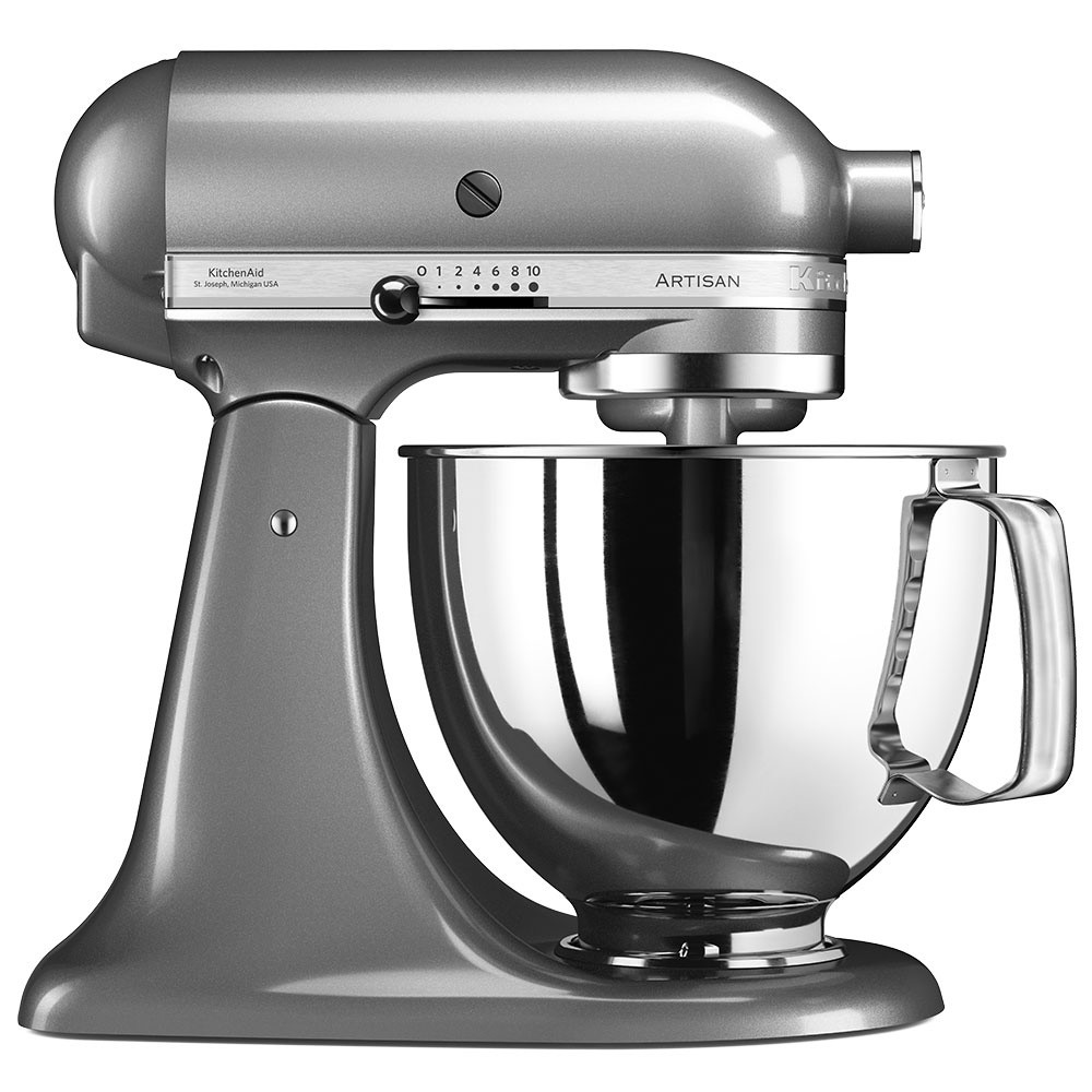 Robot de cocina batidora amasadora Kitchenaid 5KSM125ECU, 4.8 litros, 4 accesorios, plata oscuro